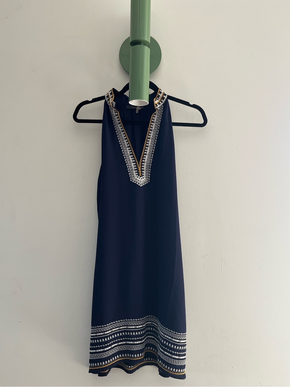 Navy Embellished V-Neck Shift Dress